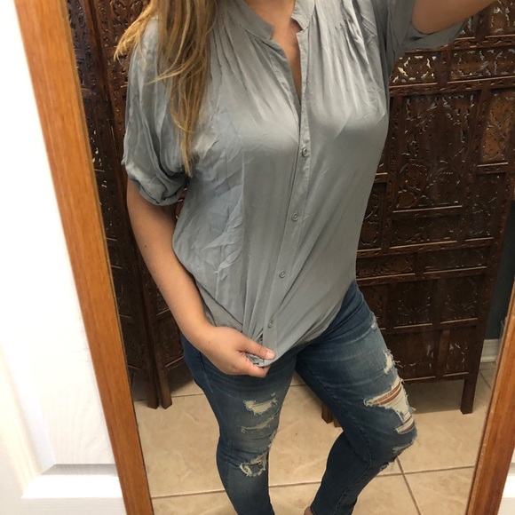 Anthropologie Mauve Silk Gray Tunic Top Medium - Picture 2 of 6